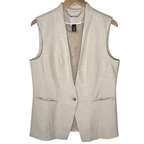 WHITE HOUSE BLACK MARKET Women’s Tan Suiting Single Button Long Vest - Picture 1 of 3
